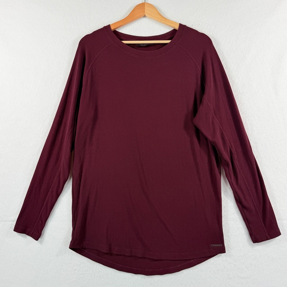 Alphalete Monarch Long Sleeve Shirt Mens XL Burgundy Ribbed Raglan Gorpcore Gym